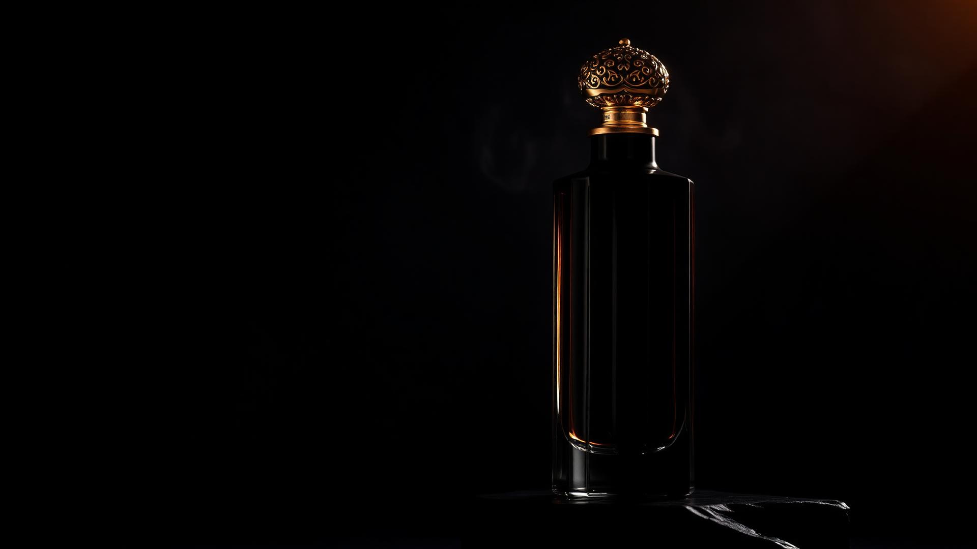 Schwarzes Luxusparfum mit goldenem Verschluss